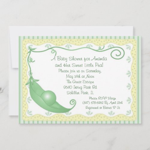 Sweet pea in a Pod Baby Shower Invitations