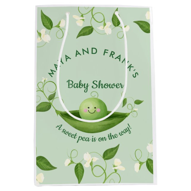 Sweet Pea in a Pod Baby Shower   Medium Gift Bag (Front)