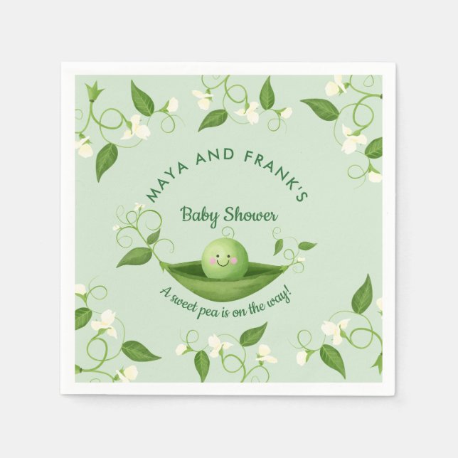 Sweet Pea in a Pod Baby Shower Napkins (Front)