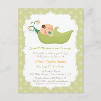 Sweet Pea In A Pod Boy Baby Shower Invitations by RustyDoodle at Zazzle