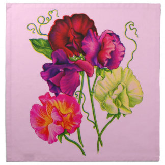 sweet pea in purple and pink cloth napkin