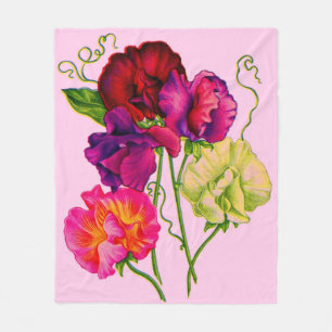 sweet pea in purple and pink fleece blanket