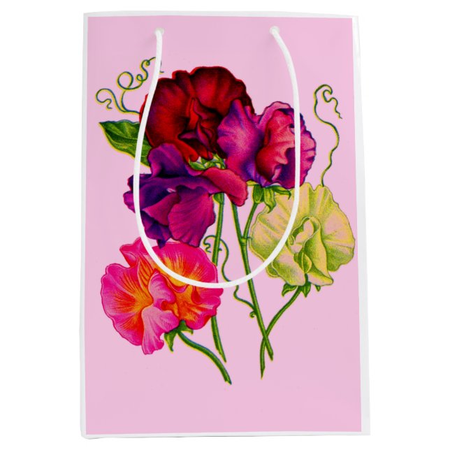 sweet pea in purple and pink medium gift bag (Front)