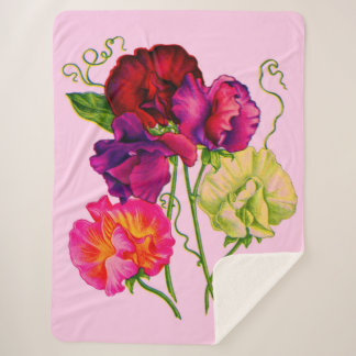 sweet pea in purple and pink sherpa blanket