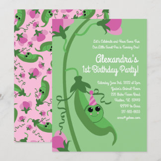 Sweet Pea is One 1st Birthday Cute Invitations