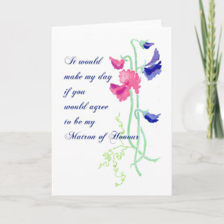 Sweet Pea Matron of Honor Request Card