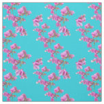 Sweet pea on Blue Fabric