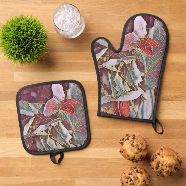 SWEET PEA  OVEN MITT & POT HOLDER SET (Top Down)