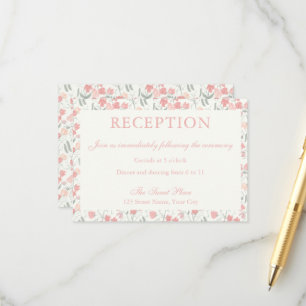 Sweet Pea Pink and Cream Wedding Reception Enclosure Card