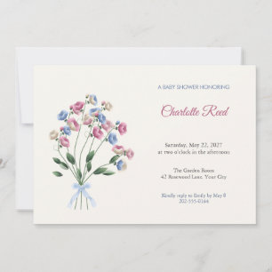 Sweet Pea Posy Baby Shower Invitation