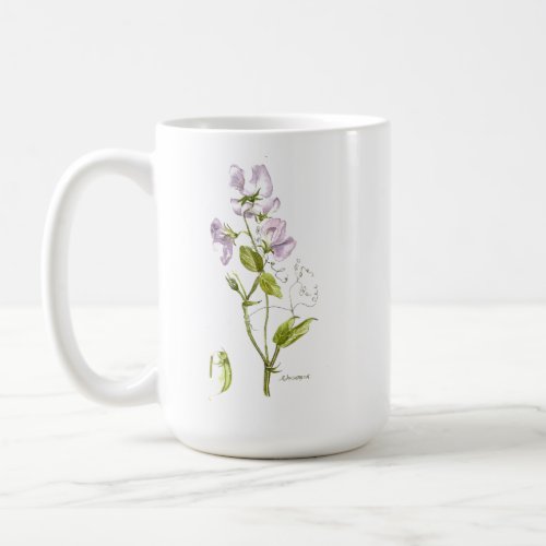 Sweet pea purple flower and saying coffee mug
