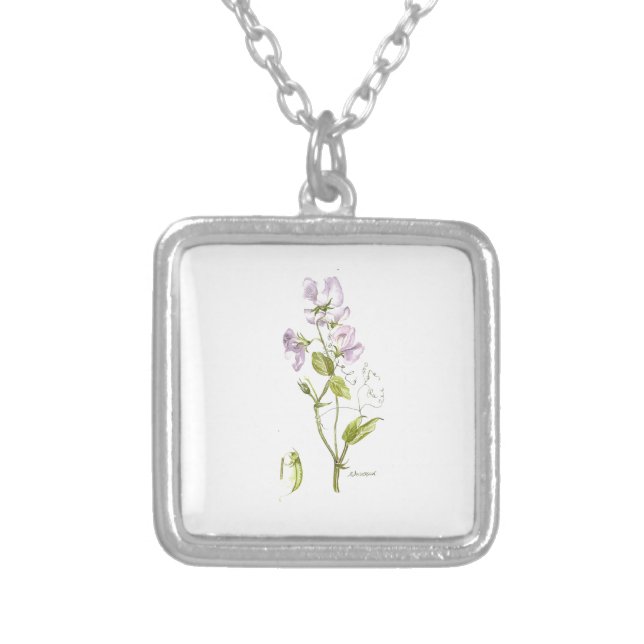 sweet pea silver plated necklace (Front)