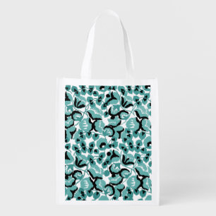 Sweet Pea (Teal) Fine Art Grocery Bag