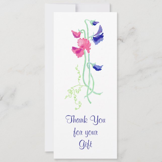 Sweet Pea 'Thank You' card (Front)