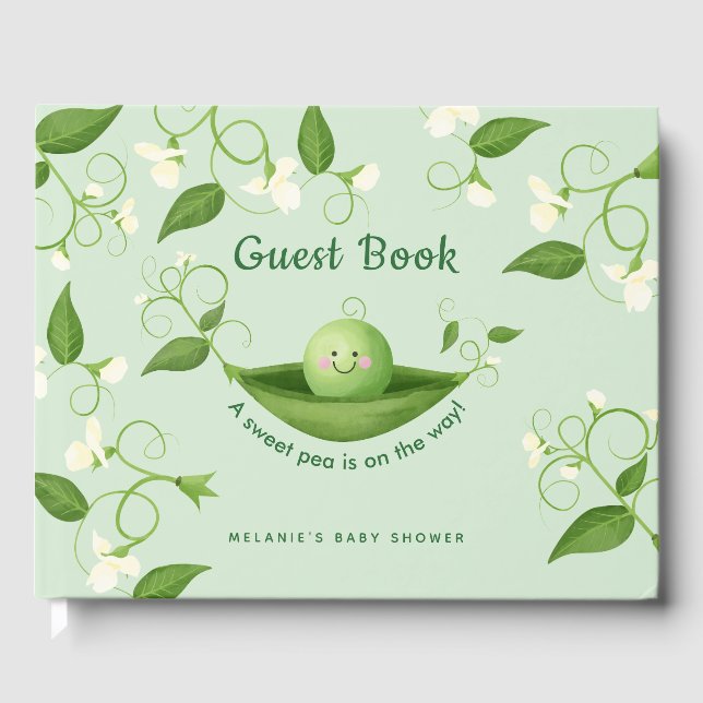 Sweet pea theme baby shower  guest guest book (Front)