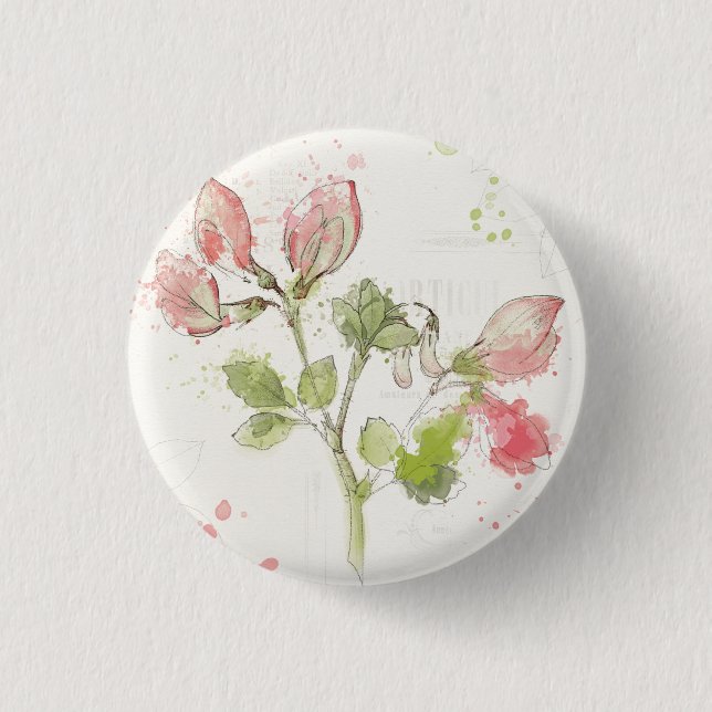 Sweet Pea watercolor Button (Front)
