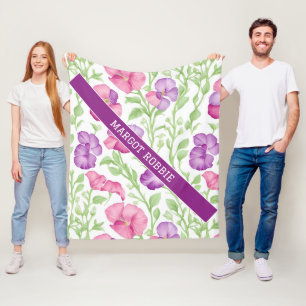 Sweet pea Watercolor Colorful Personalized Pattern Fleece Blanket