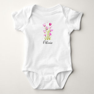 Sweet Pea watercolor Floral Girly Baby bodysuit