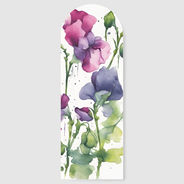 Sweet Pea - Watercolor flowers Bookmarks (Front)