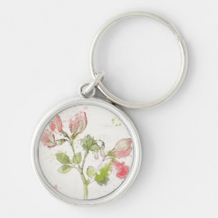 Sweet Pea watercolor Keychain