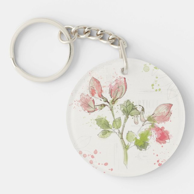 Sweet Pea watercolor Keychain (Front)