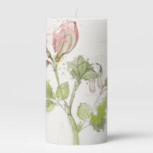 Sweet Pea watercolor Pillar Candle