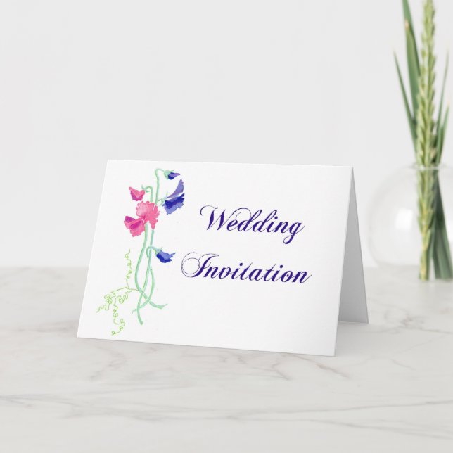 "Sweet Pea" Wedding Invitation Card (Front)