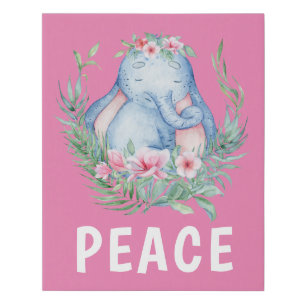 Sweet Peace Sleep Safari Elephant Pink Faux Canvas Print