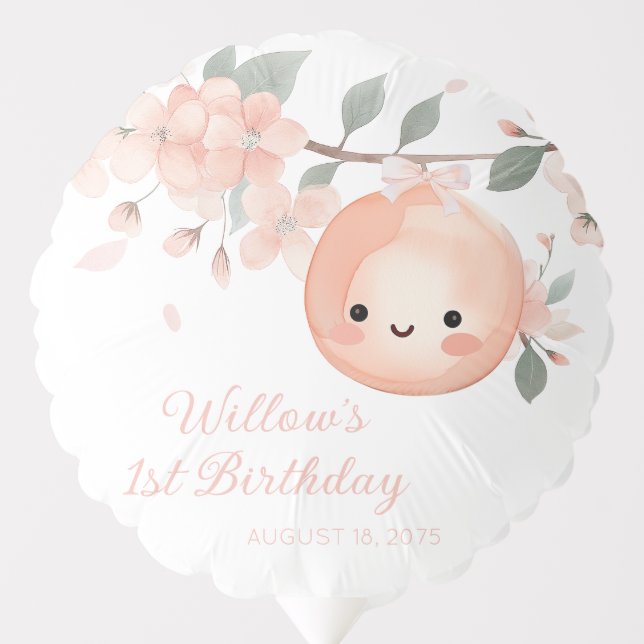 Sweet Peach 1st Birthday Balloon (Front)