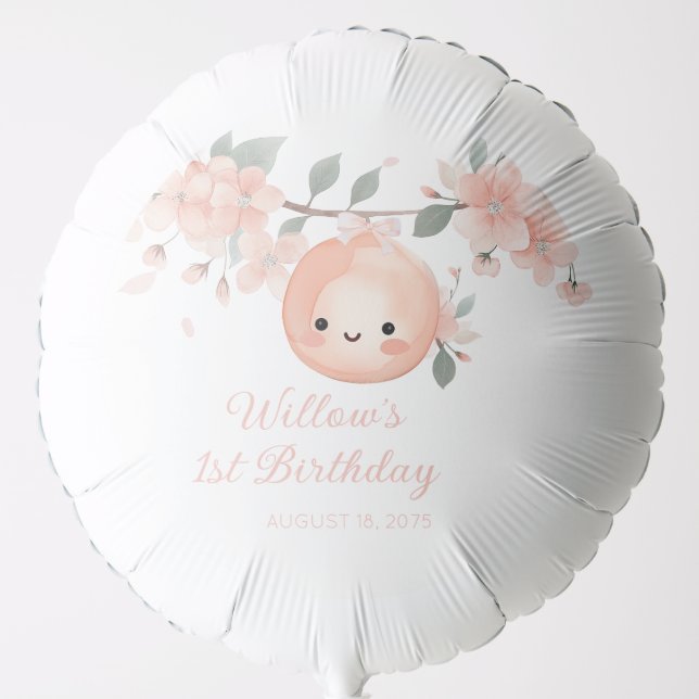 Sweet Peach 1st Birthday Balloon (Front)
