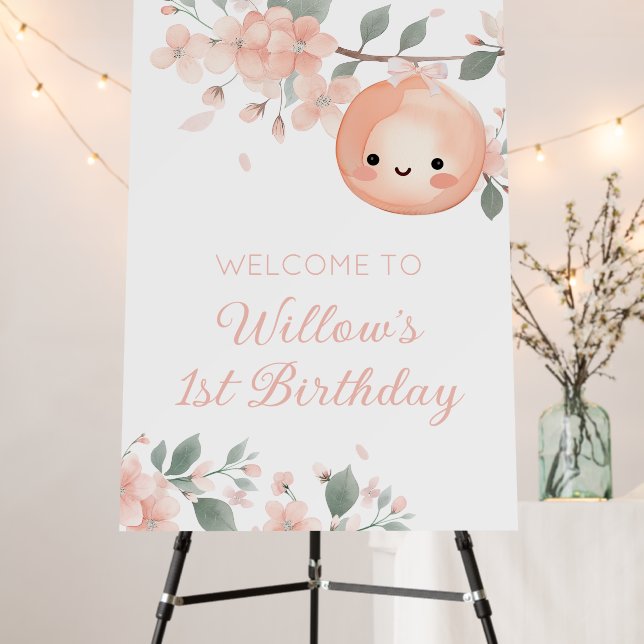 Sweet Peach 1st Birthday Foam Board (In Situ (Stand))