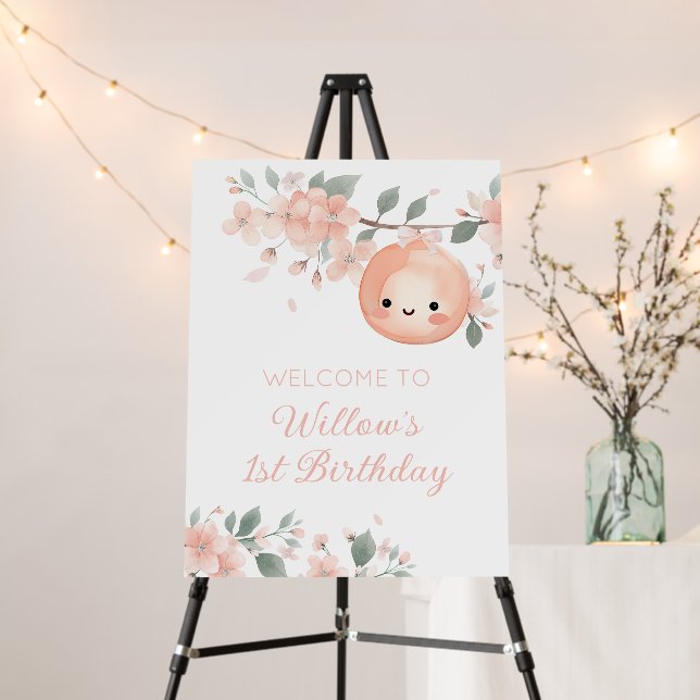 Sweet Peach 1st Birthday Foam Board (In Situ (Stand))