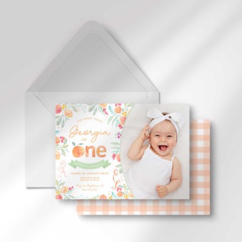 Sweet Peach 1st Birthday Invitation