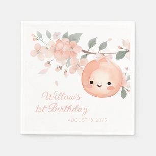 Sweet Peach 1st Birthday Napkins