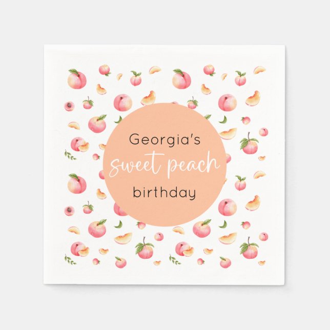 Sweet Peach 1st Birthday Napkins (Front)
