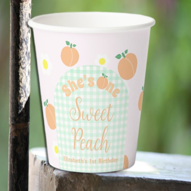 Sweet Peach 1st Birthday Paper Cups (Creator Uploaded)