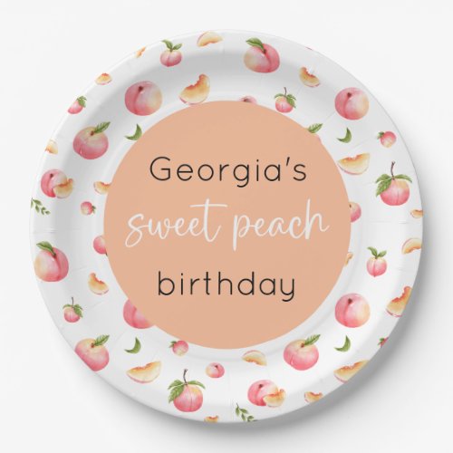 Sweet Peach 1st Birthday Paper Plates