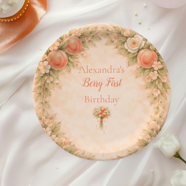 Sweet Peach 1st Birthday Paper Plates (Creator Uploaded)
