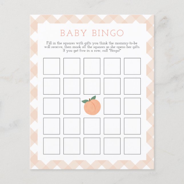 Sweet Peach | Baby Bingo Shower Game (Front)