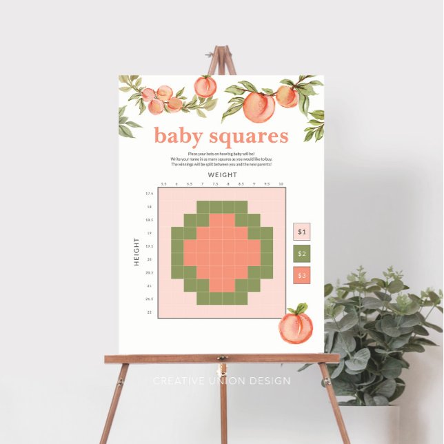 Sweet Peach Baby Shower Betting Squares Sign (Creator Uploaded)