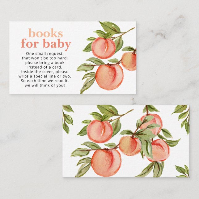 Sweet Peach Baby Shower Books for Baby Card (Front/Back)