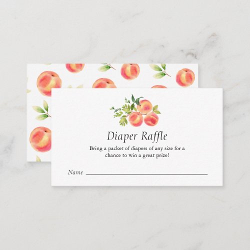 Sweet Peach Baby Shower Diaper Raffle Ticket Enclosure Card