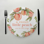 Sweet Peach Baby Shower Invitation Paper Plates<br><div class="desc">This design features a painted bunch of sweet peaches hanging from a branch. Along with a lovely combination of modern and rustic fonts. Perfect paper plate to enjoy lunch,  dinner and peach desserts celebrating your baby on the way! See the entire collection for more matching items!</div>