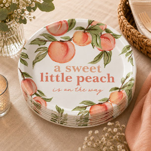 Sweet Peach Baby Shower Invitation Paper Plates