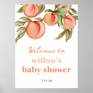 Sweet Peach Baby Shower Poster Welcome Sign