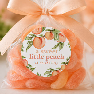 Sweet Peach Baby Shower Round Gift Favor Stickers