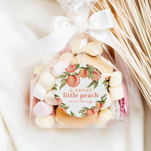 Sweet Peach Baby Shower Round Gift Favor Stickers