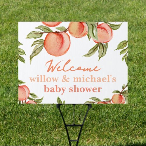 Sweet Peach Baby Shower Welcome Yard Sign