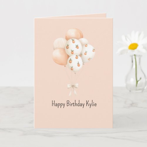 Sweet Peach Balloons Birthday   Card