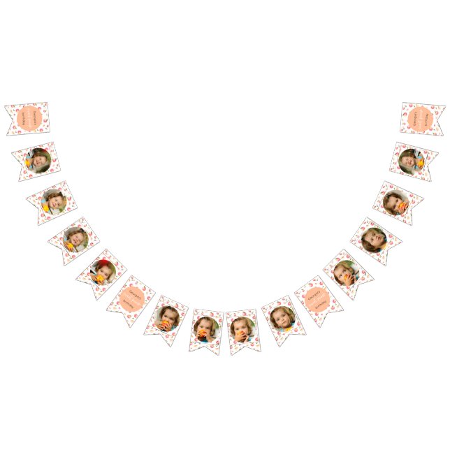Sweet Peach Birthday 12 Month Photo Milestone Bunting Flags (All)